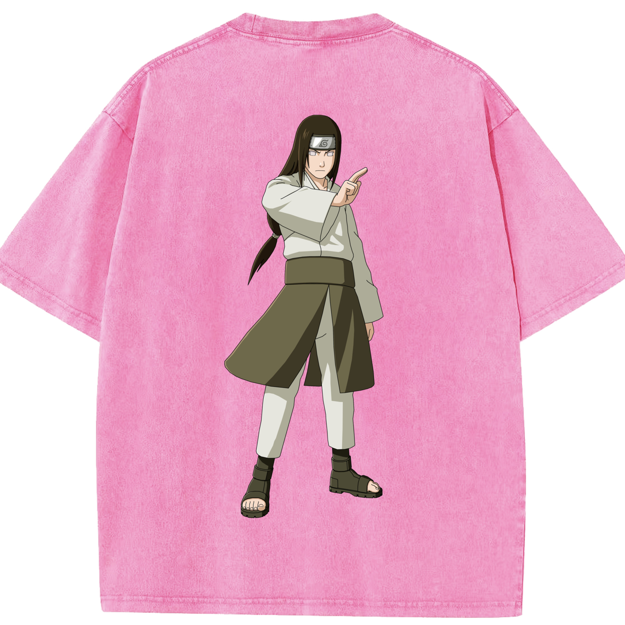 （画像用） NARUTO -ナルト- 日向ネジ Hyūga Neji 綿100% ヴィンテージ風 半袖Tシャツ（背面プリント）